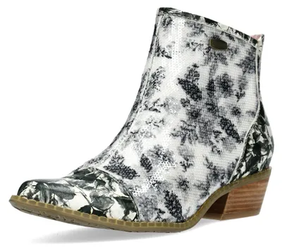 Produktbild von Laura Vita Damen Stiefelette Blumenprint mit Pailletten Boots HICNIO 25, Größe:39 EU, Farbe:Schwarz