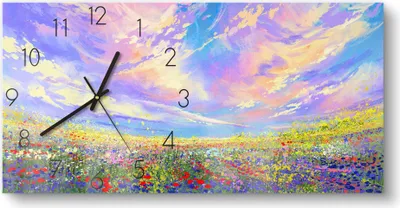 Produktbild von DEQORI Glasuhr 60x30 cm Zahlen 'Himmelsfarbenspiel' Wanduhr Glas Uhr Design leise Küchenuhr