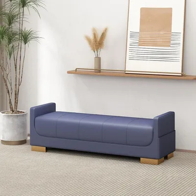 Image de Banc rembourré, 60 cm, bleu
