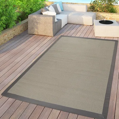 Produktbild von TT Home Flachgewebter In- & Outdoor Teppich Einfarbig Uni Natürlicher Look Creme Modern Größe 80x250 cm