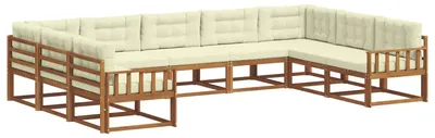 Imagen del producto de vidaXL Juego de sofás de exterior de 9 piezas, color natural y crema