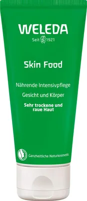 Zdjęcie produktu dla Weleda Skin Food, Krem, Unisex, Odżywiający, Zmiękczający, Skóra sucha, Szorstka skóra, 75 ml, Olejek migdałowy, Rumiankowy, Gliceryna, Olej słonecznikowy, Rozmaryn, Aksamitka, Viola tricolor...