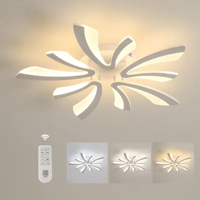 Obrázok produktu pre Moderné LED stropné svietidlo, stmívateľné, 48W, 5400 lm, 3000–6500K, priemer 70 cm, s diaľkovým ovládaním, akryl, ploché, biele, vhodné do obývačky, spálne, kuchyne alebo kancelárie