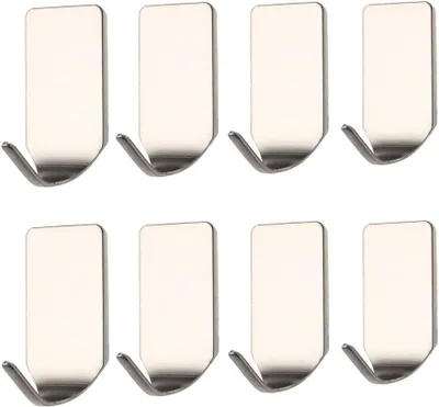 Produktbild von 8er-Set,Selbstklebende,Haken,Edelstahl,Matt,Bad,Klebehaken,Kleiderhaken,Set,Ohne,Bohren