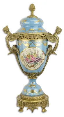 Produktbild von Amphore Vase Porzellan mit Bronze verziert Replikat Retro Design Dekoration