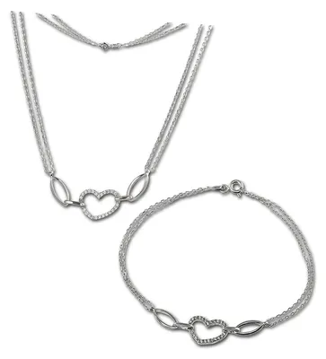 Immagine prodotto di Set di gioielli da donna SilberDream: collana e bracciale, con cuore scintillante, in argento 925 (modello D3SDS423W)