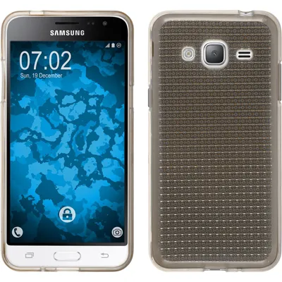 Produktbild von PhoneNatic Case kompatibel mit Samsung Galaxy J3 (2016) - grau Silikon Hülle Iced + 2 Schutzfolien
