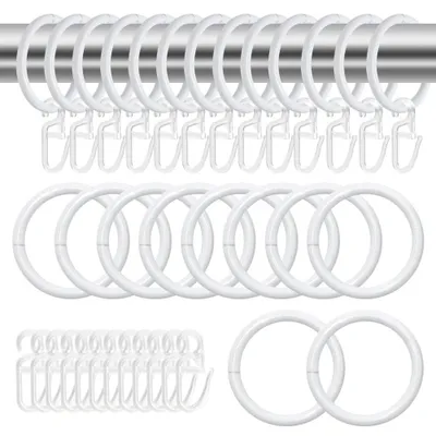 Produktbild von 50 Stück Gardinenringe und 50 Stück Gardinenhaken, 30 mm, weiß