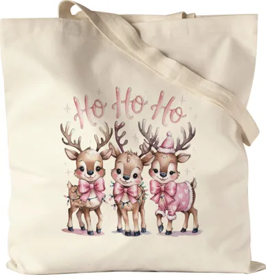Produktbild von Ho Ho Ho Jutebeutel Weihnachtsmotiv Rentier Weihnachten Geschenkidee Deko