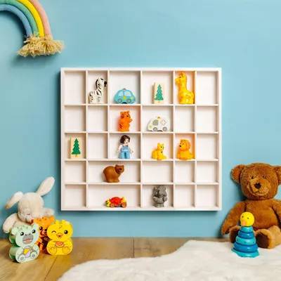Produktbild von Creative Deco Weiße Setzkasten Holz Sammelbox Holztablett 28 Fächer - 44,5 x 40 x 3 cm