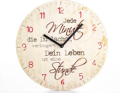 Produktbild von Wanduhr mit Motivationsspruch Minute