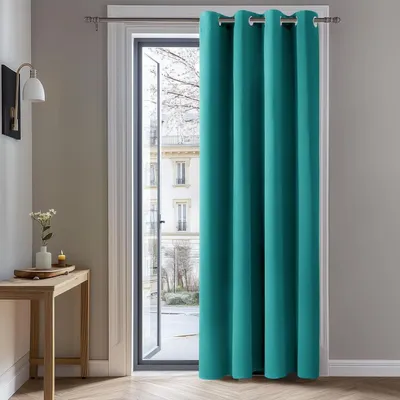 Produktbild von Blickdichte Gardinen Ösenvorhang Verdunkelung 214x132 cm Türkis 1 Stück