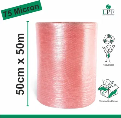 Produktbild von Luftpolsterfolie LPF75 Breite 50cm x Länge 50m Folie Noppenfolie