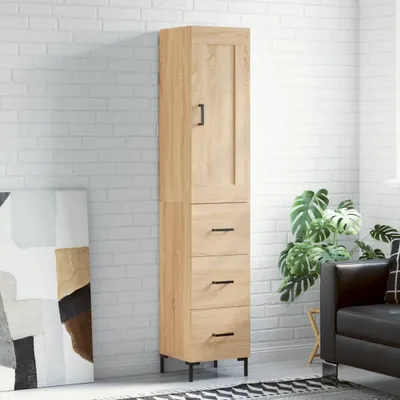 Image de vidaXL Highboard chêne Sonoma 34,5x34x180 cm Matériau dérivé du bois