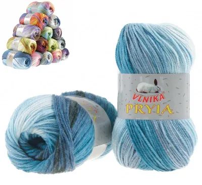 100g Farbverlaufsgarn PRYIA Strickwolle blau weiß