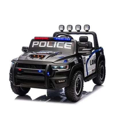 Produktbild von RAM 1500 RHO Polizei Kinder Elektroauto Schwarz – 12V Ride-On Truck mit Fernbedienung (3–8 Jahre)