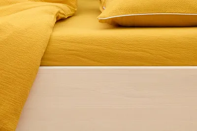 Produktbild von KraftKids Spannbettlaken Doppelkrepp Gelb Mustard pass. f. Matratze 140 x 70 cm