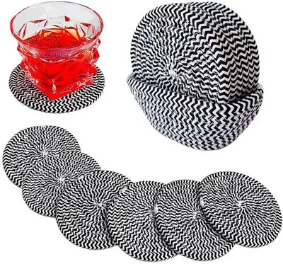 Image de Petits dessous-de-plat en coton avec boîte de rangement