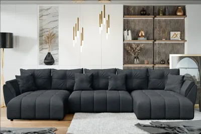 Image de AX LIVING Canapé en forme de U avec fonction sommeil Antalya 382 cm gris