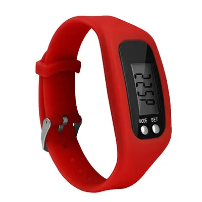 Produktbild von Sport Laufen Silikon Schrittzähler Kalorien Schrittzähler Digitaluhr Armband-Rot