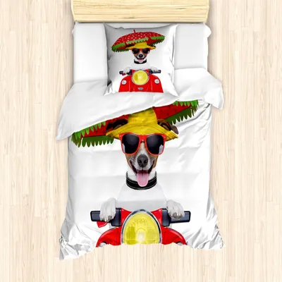 Produktbild von ABAKUHAUS Tier Mantele, Hundefahren Motorrad, Milbensicher Allergiker geeignet mit Kissenbezügen, 135 cm x 200 cm - 80 x 80 cm, rot
