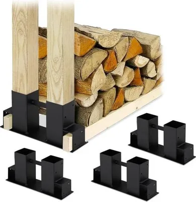 Produktbild von Stapelhilfe aus schwarzem Holz im 4er-Set