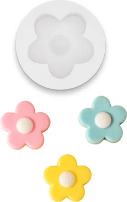 Produktbild von Silikonform mit Blumen-Design, Gussstück 4 x 3,4 cm, Form 5,2 x 5,2 x 1,5 cm