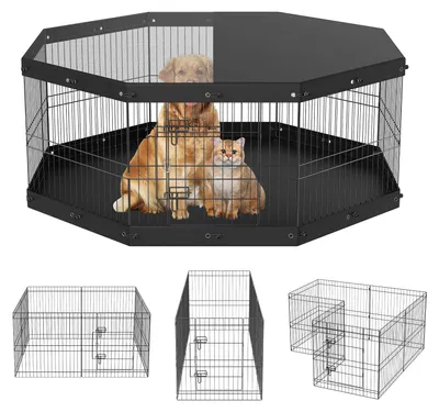 Image de VEVOR Parc pour chiots 8 pièces 609,6cm de haut Parc pour animaux avec tapis de sol et couverture en tissu Oxford 600D Parc pour chiens en Q235 Parc pour chiens Enclos en plein air
