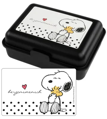Produktbild von The Peanuts Snoopy Brotdose - Herzensmensch Lunchbox Butterbrotdose mit Trennwand Schwarz