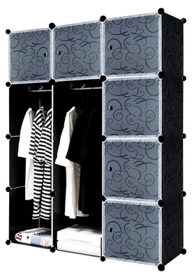 Produktbild von DIY Regalsystem Kleiderschrank mit Tür und Steckregalsystem (6 Boxen)