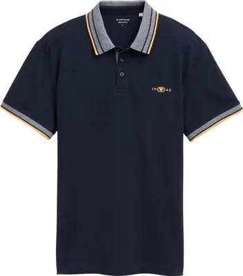 Produktbild von TOM TAILOR Polo-Shirt mit Kontraststreifen und Logo-Patch, kurzärmlig Größe: S