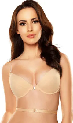 Produktbild von Vivisence damen push-up bh 1040 bügel trägerlos vorderverschluss einlagen schale, beige, 80d