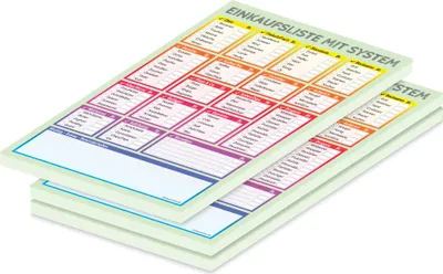 Produktbild von PRICARO Einkaufsliste "System", bunt, A5, 3 Stück