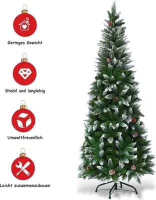 Produktbild von Verschneiter Weihnachtsbaum mit Metallständer, 630 PVC-Zweigen, 180 cm