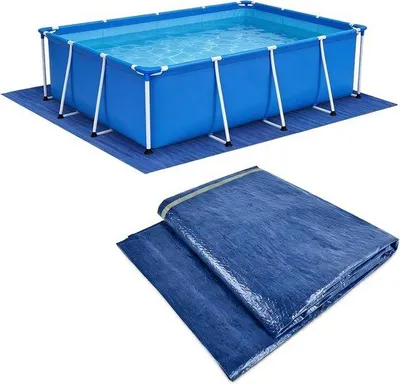 Obrázek produktu pro Podložka pod bazén, ochranná podložka pro nadzemní a nafukovací bazény, vyrobená z odolného materiálu PE, voděodolná a protiskluzová, rozměry 300 cm x 2