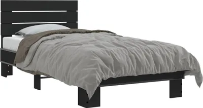 Produktbild von vidaXL Bettgestell Schwarz 75x190 cm Holzwerkstoff und Metall
