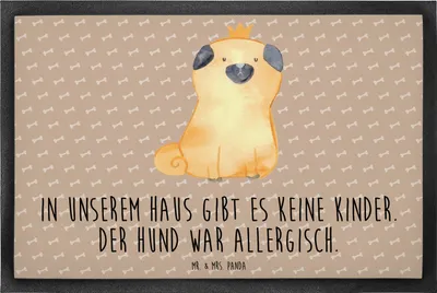 Produktbild von Mr. & Mrs. Panda Schmutzmatte Mops Krone 60 x 90 cm - Hundeglück - Geschenk, Königlich, Bodenvorleger, Fussmatte, Hund, Schmutzfangmatte, Sauberlaufmatte, Haha, Sprüche