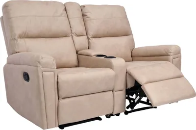 Produktbild von 2er Kinosessel MCW-K17, Relaxsessel Fernsehsessel Sofa, Nosagfederung Getränkehalter Fach  Stoff/Textil beige