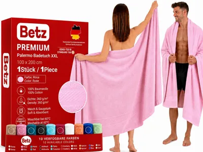 Produktbild von Betz Badetuch XXL 100x200 cm 100% Baumwolle – Weiches Frottee Saunatuch & Strandtuch – Pflegeleicht & saugstark – Palermo Serie – Farbe Rosé
