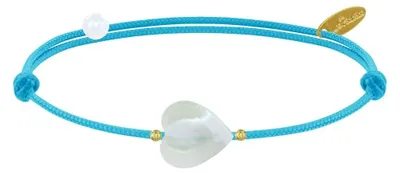 Productafbeelding van LES POULETTES BIJOUX - Armband, schakel, klein hart, parelmoer - Klassiek - Turquoise