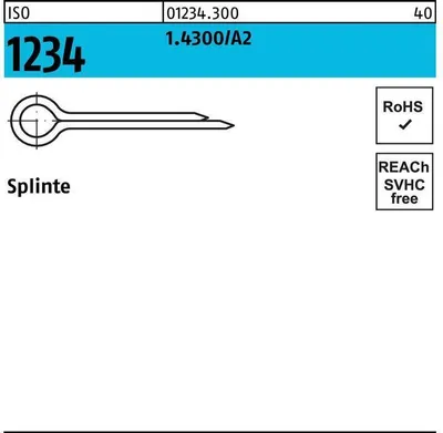 Produktbild von Reyher  Splinte ISO 1234 1.4300 3,2 x 25 A 2 (500 Stück)