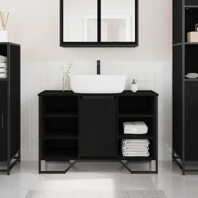 Produktbild von Möbel Waschbeckenschrank Schwarz Eichen-Optik 91 x 35 x 60 cm - Badspiegel &59861