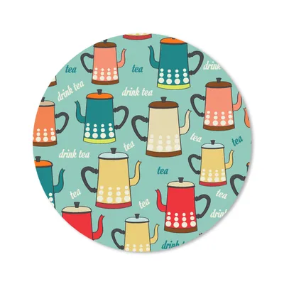 Produktbild von MuchoWow® Mauspad Mousepad Muster - Tee - Teekanne - Vintage 30x30 cm - Mousepads - Maus Mat - Pad - Mausunterlage - Tischunterlage - Schreibtischmatten