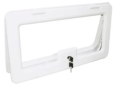 Obrázek produktu pro Dveře do úložného prostoru servisní klapky karavanu obytného vozu loď nákladní automobil 592 mm x 319 mm se zadním panelem bílá