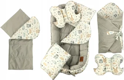 Produktbild von 7 tlg SET für Neugeborene Babynestchen Babybett 10in1 Babynest Kinderbett Kokon zum schlafen 110x60cm Babynest + Matratze + Decke + 2xKissen + Einlage