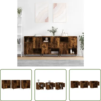 Produktbild von The Living Store Sideboards 3 Stk. Räuchereiche Holzwerkstoff