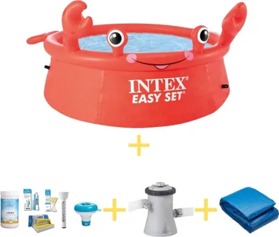 Produktbild von Intex Easy Set Pool - 183 cm - Krabben Edition - Inklusive WAYS Wartungspaket, Filterpumpe & Bodenplane