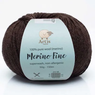 Obrázok produktu pre Merino Fine Art'is Yarn 100 % Vlna | Superwash a antialergická (50 g/150 m) (530 tmavohnedá)
