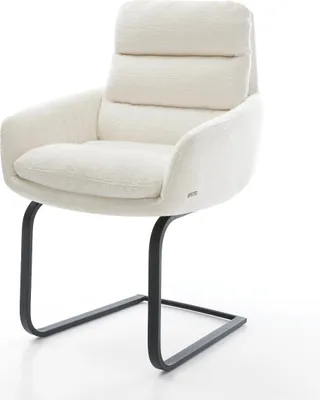 Produktbild von DELIFE Freischwinger Abelia-Flex mit Armlehnen Bouclé Soft Beige Freischwinger flach Schwarz