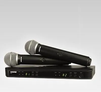 Image de Système radio double Shure BLX288E/PG58 avec microphones PG58 et double récepteur M17 (662-686 MHz)